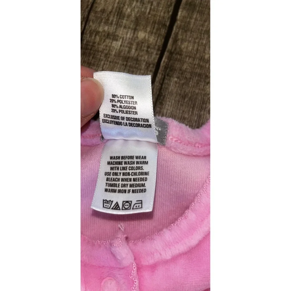 Carters Baby Girls Pink Velour Ballerina Cat Snap Romper One Piece 6M